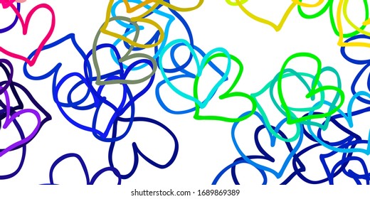 Light Multicolor vector background with Shining hearts. Illustration with hearts in love concept for valentine's day. Pattern for carnival, festival romantic leaflets.
