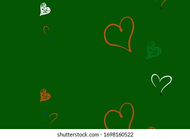 Light Multicolor vector background with Shining hearts. Beautiful abstract hearts on colorful gradient background. Pattern for carnival, festival romantic leaflets.