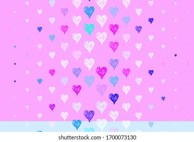 Light Multicolor vector background with Shining hearts. Illustration with shapes of gradient hearts on blur backdrop. Pattern for marriage gifts, congratulations.