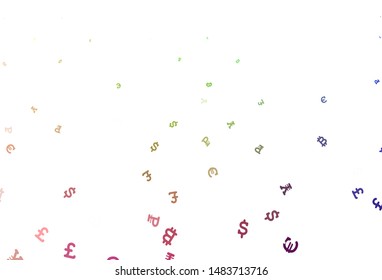Light Multicolor vector background with signs of currency. Colored symbols of currency on white background. Pattern for trader ads, booklets, leaflets.