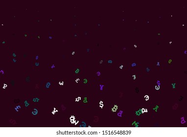 Light Multicolor vector background with signs of currency. Modern abstract illustration with symbols of digital money. Template for ads of currency markets, bank loans.