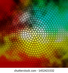 Light Multicolor vector background with small and big stars. Decorative illustration with stars on abstract template. Pattern for new year ad, booklets.