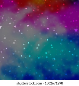 Light Multicolor vector background with small and big stars. Modern geometric abstract illustration with stars. Pattern for websites, landing pages.