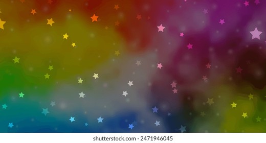 Light Multicolor vector background with small and big stars. Colorful illustration with abstract gradient stars. Design for your business promotion.