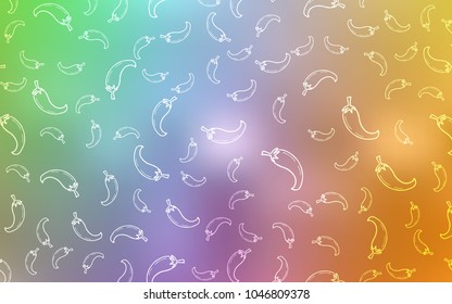 Light Multicolor vector background with spicy peppers. Blurred decorative design of peppers in doodle style. Pattern for ad, booklets, leaflets of restaurants.