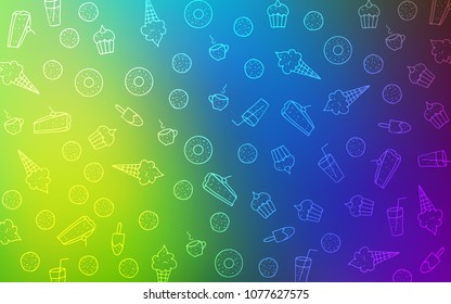 Light Multicolor vector background with tasty sweets. Beautiful colored illustration with candies in doodle style. Pattern for ad, booklets, leaflets of restaurants.