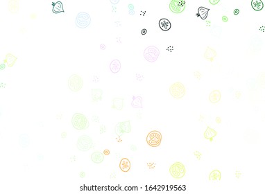 Light Multicolor vector background with tasty food. Colorful decorative design of snacks in doodle style. Pattern for menu of cafes, bars, restaurants.