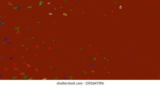 Light Multicolor vector background with woman symbols. Colorful feminism symbols with a gradient in modern style. New side for your design.