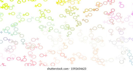 Light Multicolor vector background with woman symbols. Colorful illustration with gradient feminism shapes. Sample for your web designers.