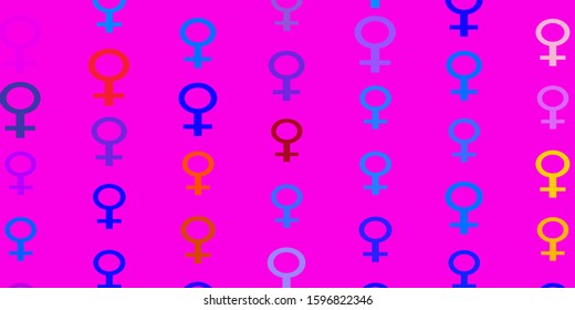 Light Multicolor vector background with woman symbols. Abstract illustration with a depiction of women's power. Elegant background for websites.