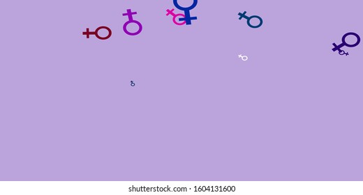 Light Multicolor vector background with woman symbols. Colorful feminism symbols with a gradient in modern style. Sample for your web designers.
