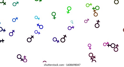 Light Multicolor vector background with woman symbols. Simple design in abstract style with women’s rights activism. Elegant design for wallpapers.