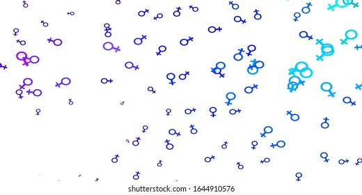 Light Multicolor vector background with woman symbols. Simple design in abstract style with women’s rights activism. Best design for your business.