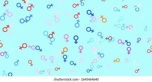 Light Multicolor vector background with woman symbols. Abstract illustration with a depiction of women's power. Design for International Women’s Day.