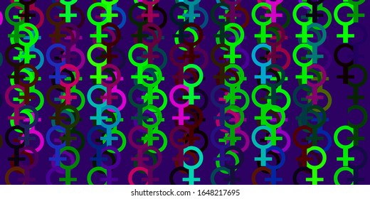 Light Multicolor vector background with woman symbols. Colorful illustration with gradient feminism shapes. Simple design for your web site.