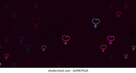 Light Multicolor vector background with woman symbols. Simple design in abstract style with women’s rights activism. Background for International Women’s Day.