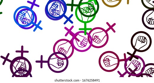 Light Multicolor vector background with woman symbols. Colorful feminism symbols with a gradient in modern style. Design for International Women’s Day.