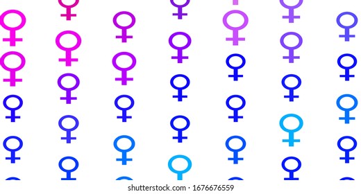 Light Multicolor vector background with woman symbols. Abstract illustration with a depiction of women's power. Elegant background for websites.