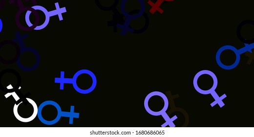 Fondo vectorial multicolor claro con símbolos femeninos. Ilustración con signos de fuerza y poder de las mujeres. Diseño sencillo para su sitio web.