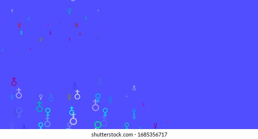 Hell Mehrfarbige Vektorillustration mit Frauensymbolen. Einfaches Design im abstrakten Stil mit Frauenrechtsaktivismus. Design für den Internationalen Frauentag.