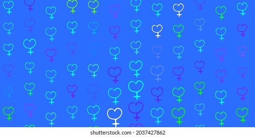 Light Multicolor vector background with woman symbols. Illustration with signs of women strength and power. Best design to show the power of women.