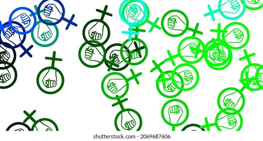 Light Multicolor vector background with woman symbols. Colorful feminism symbols with a gradient in modern style. Elegant design for wallpapers.