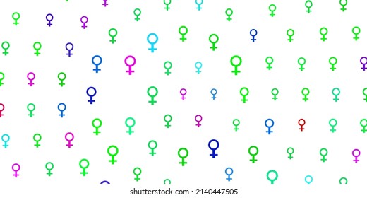 Light Multicolor vector background with woman symbols. Abstract illustration with a depiction of women power. Elegant design for wallpapers.