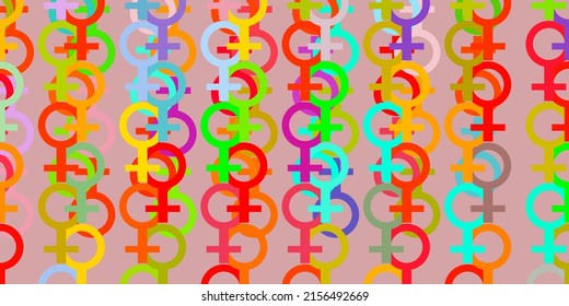 Light Multicolor vector background with woman symbols. Colorful feminism symbols with a gradient in modern style. Simple design for your web site.