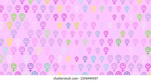 Light Multicolor vector background with woman symbols. Colorful feminism symbols with a gradient in modern style. Background for International Women Day.