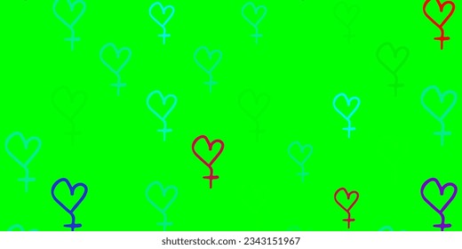 Light Multicolor vector background with woman symbols. Illustration with signs of women strength and power. Design for International Women Day.