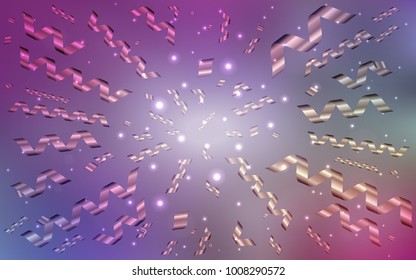 Light Multicolor vector background with xmas confetti. Beautiful colored illustration with ribbon in celebration style. The pattern can be used for new year ad, booklets.