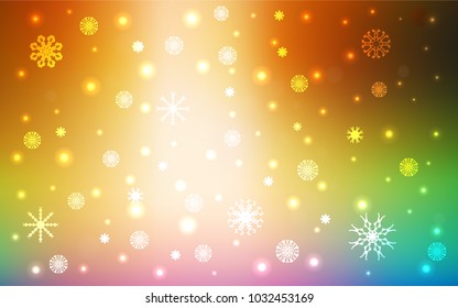 Light Multicolor vector background with xmas snowflakes. Glitter abstract illustration with crystals of ice. New year design for your ad, poster, banner.
