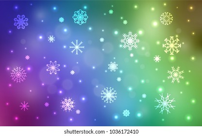 Light Multicolor vector background with xmas snowflakes. Modern geometrical abstract illustration with crystals of ice. The pattern can be used for new year ad, booklets.
