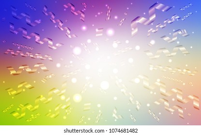 Light Multicolor vector background with xmas confetti. Modern geometrical abstract illustration with carnival ribbons. The pattern can be used for carnival, festival leaflets.