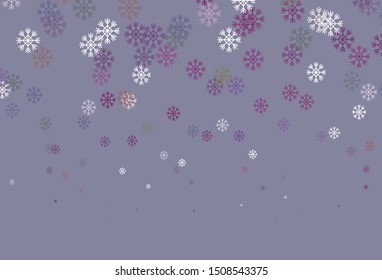 Light Multicolor vector background with xmas snowflakes. Shining colorful illustration with snow on abstract template. New year design for business advert.