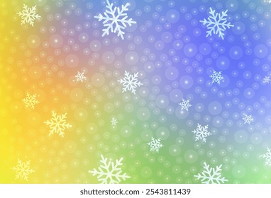 Heller mehrfarbiger Vektorhintergrund im Weihnachtsstil. Abstrakte Illustration mit Weihnachtskugeln und Schneeflocken. Muster für Anzeigen, Poster, Banner von Büchern.