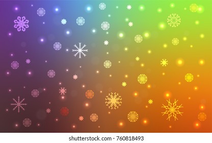 Light Multicolor vector background with xmas snowflakes. Modern geometrical abstract illustration with crystals of ice. New year design for your business advert.