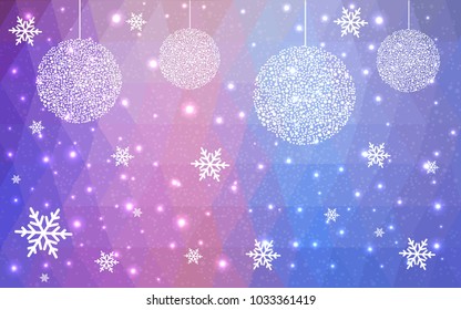 Light Multicolor vector christmas postcard low polygon background. Illustration consisting of triangles. Abstract triangular polygonal origami or crystal design of New Year celebration.
