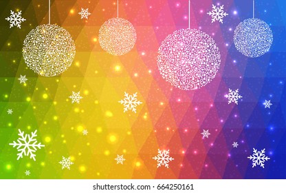 Light Multicolor vector christmas postcard low polygon background. Illustration consisting of triangles. Abstract triangular polygonal origami or crystal design of New Year celebration.