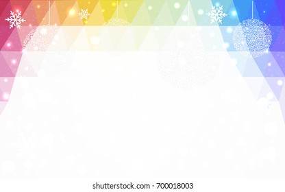 Light Multicolor vector christmas postcard low polygon background. Illustration consisting of triangles. Abstract triangular polygonal origami or crystal design of New Year celebration.