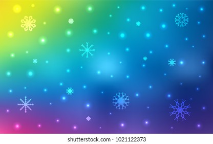 Light Multicolor vector cover with beautiful snowflakes. Modern geometrical abstract illustration with crystals of ice. The pattern can be used for year new  websites.
