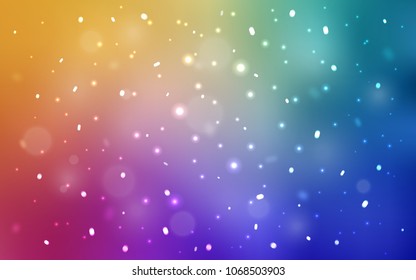 Light Multicolor vector cover with beautiful snowflakes. Snow on blurred abstract background with gradient. The pattern can be used for new year ad, booklets.