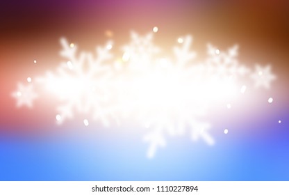 Light Multicolor vector cover with beautiful snowflakes. Decorative shining illustration with snow on abstract template. New year design for your business advert.