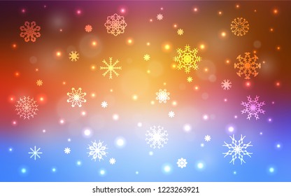 Light Multicolor vector cover with beautiful snowflakes. Glitter abstract illustration with crystals of ice. The pattern can be used for new year leaflets.