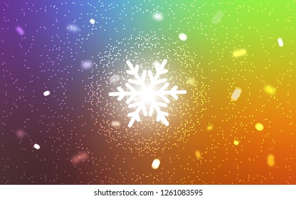 Light Multicolor vector cover with beautiful snowflakes. Decorative shining illustration with snow on abstract template. New year design for your business advert.