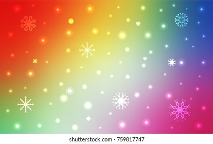 Light Multicolor vector cover with beautiful snowflakes. Decorative shining illustration with snow on abstract template. The pattern can be used for year new  websites.