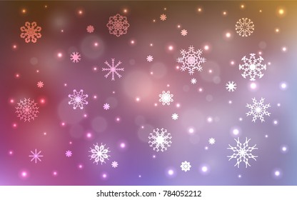 Light Multicolor vector cover with beautiful snowflakes. Blurred decorative design in xmas style with snow. New year design for your ad, poster, banner.