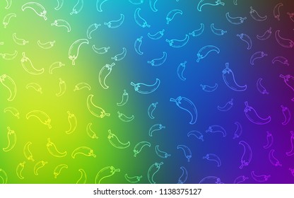 Light Multicolor vector cover with chili peppers. Decorative shining illustration with peppers on abstract template. Pattern for ads of breakfast, lunch, dinner.