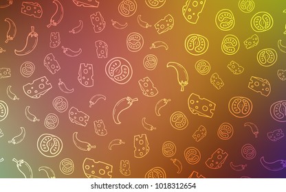 Light Multicolor vector cover with cuisine gourmet. Glitter abstract sketch with gourmet food. Pattern for ad, booklets, leaflets of restaurants.