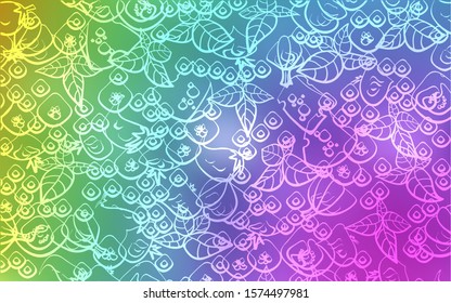 Light Multicolor vector cover with cuisine gourmet. Beautiful colored illustration with food in doodle style. Pattern for ad, booklets, leaflets of restaurants.